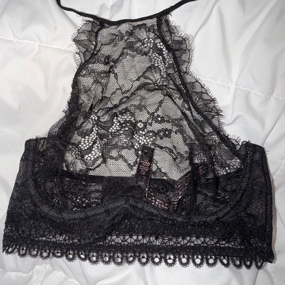 Victoria's Secret Black Lace Halter Bralette